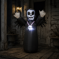Squelette gonflable noir d'Halloween avec lumière LED pour décoration de scène de fête d'horreur en extérieur, modèle gonflable