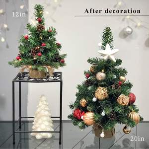 <span class=keywords><strong>Mini</strong></span> <span class=keywords><strong>sapin</strong></span> de Noël artificiel pré-éclairé de 20 pouces, 20 lumières LED blanc chaud, fonctionne sur piles, base <span class=keywords><strong>en</strong></span> toile de jute écologique, pour bureau - Product Image 3