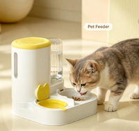Distributeur d'eau et de nourriture automatique élégant et portable pour animaux domestiques (chats et chiens), à usage intérieur, avec bol intégré en plastique arrondi, étanche et robuste
