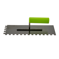 Truelle à encoches carrées, manche en plastique vert vif, acier inoxydable, outil de pose de carrelage et de construction