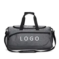 Saco de mala de nylon para viagem, feito sob encomenda, compartimento para sapatos e bolso, esportes, academia, para homens e mulheres
