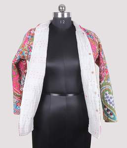 Chaqueta Kantha Nueva de Algodón Estampado Reversible Hecha a Mano, de Secado Rápido, Estilo Boho, Bordada, para - Product Image 1