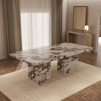 Table à manger en marbre italien Calacatta Viola de Kumusi Furniture Olivia