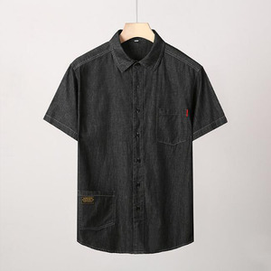 Camicie <span class=keywords><strong>di</strong></span> <span class=keywords><strong>jeans</strong></span> blu da uomo <span class=keywords><strong>di</strong></span> nuova estate camicie <span class=keywords><strong>di</strong></span> <span class=keywords><strong>jeans</strong></span> a <span class=keywords><strong>maniche</strong></span> <span class=keywords><strong>corte</strong></span> camicie <span class=keywords><strong>di</strong></span> <span class=keywords><strong>jeans</strong></span> blu chiaro in cotone da uomo <span class=keywords><strong>di</strong></span> alta qualità - Product Image 2