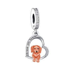 Charm Originale per Bracciale da <span class=keywords><strong>Donna</strong></span>, Gioielleria in Argento Sterling 925, Charm a Forma di Cane Beagle, Bassotto, Chihuahua - Product Image 3