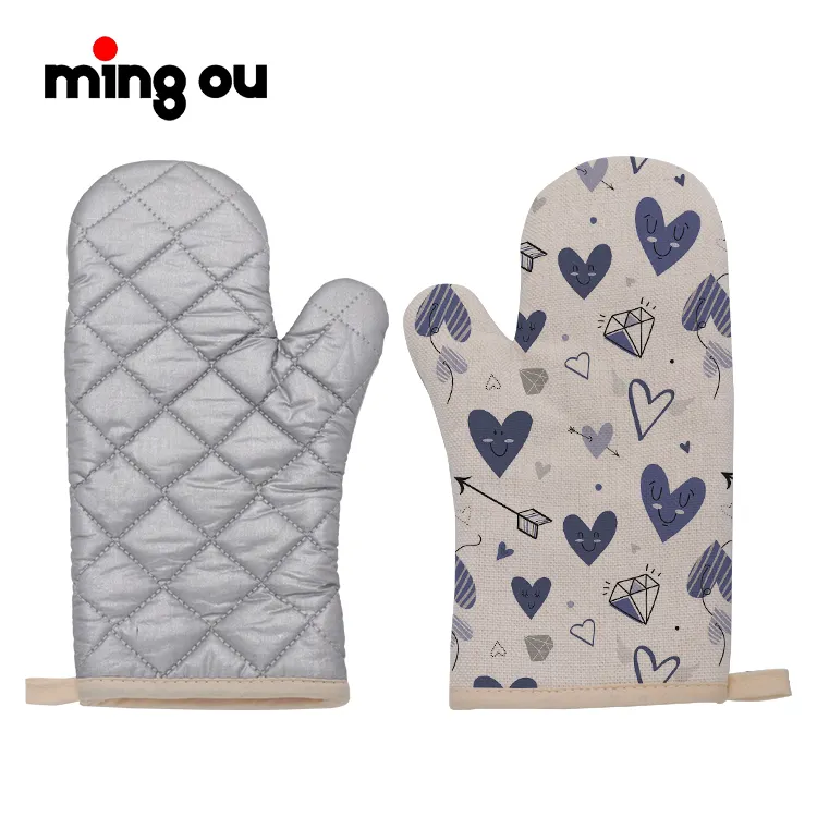 Gants de cuisine en coton Offre Spéciale résistant à la chaleur, vente en gros, gants de four à Sublimation (avec ficelle)