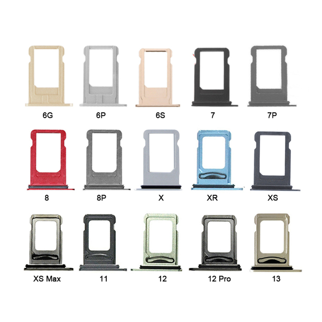 Mobile Phone Parts for I Phone 6 6s 7 8 Plus Dual Sim Card Slot Tray for iphone X Xr Xs Max 11 12 13 14 Pro Max