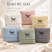 Pochette à bijoux jetable en coton biologique et lin avec logo personnalisé, impression personnalisée, rabat pliable, marque privée, vente en gros
