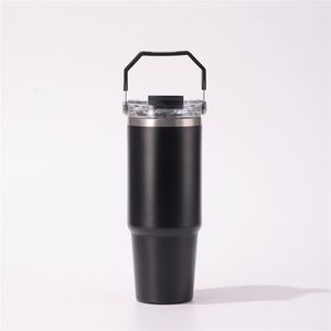 Gobelet isotherme sous vide 20oz 30oz avec poignée de transport pour voiture, couvercle, paille et base antidérapante pour café chaud - Product Image 3