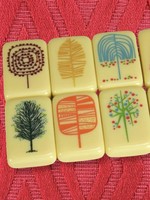 Mahjong de style américain, tuiles de mahjong en acrylique luxueuses et minimalistes, style moderne du milieu du siècle, ensemble pour 4 joueurs