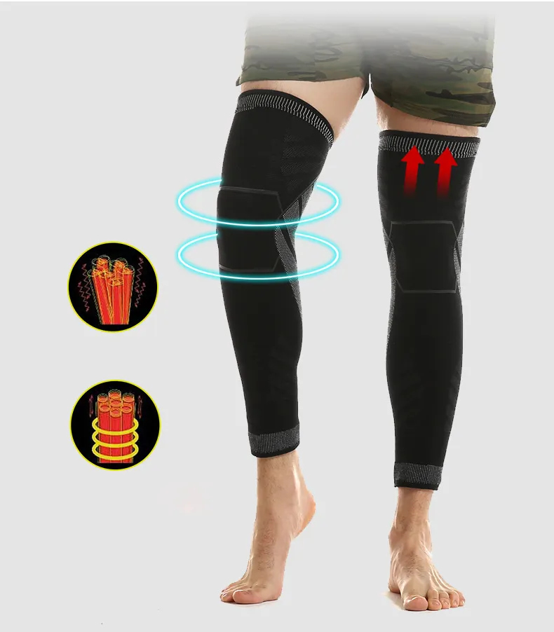 Vendita calda traspirante lunga intera gamba ginocchiera compressione per alleviare il dolore maniche al ginocchio supporto