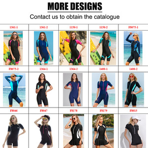 Traje de Baño de Una Pieza para Mujer, Manga Corta, Cierre Frontal, Protección Solar UPF 50+, Estampado Lateral, Ajuste Delgado, Secado Rápido, Protección UV, Traje de Surf - Product Image 3