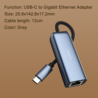 Adaptador Convertidor Ethernet Gigabit RJ45 a Tipo-C LDNIO RJ-01C para Computadora Portátil Macbook - Red Cableada Externa