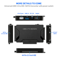 USB 3.0 SATA IDE Hard Disk Adapter Converter Cable 2.5/3.5 Inch HDD/SSD Optical Drive Plastic Housing PVC Jacket 5Gbps Data