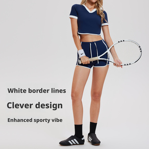 Completo da Yoga Europeo e Americano per Donna, <span class=keywords><strong>Sexy</strong></span>, con Pantaloncini e Maglia a Maniche Corte, Alta Elasticità per Corsa e <span class=keywords><strong>Ciclismo</strong></span> all'Aperto - Product Image 3