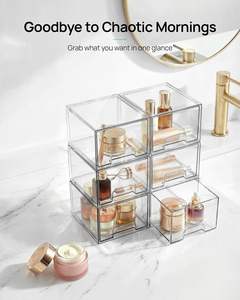 Clear Stackable <b>Storage</b> <b>Drawers</b> Plastic box Makeup <b>Storage</b> boxes - Product Image 3