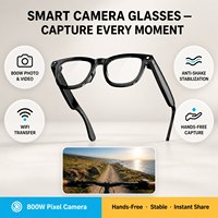 Lunettes Intelligentes IA avec Caméra HD 1080P, 800W Pixels, Audio Sans Fil BT 5.3, Enregistrement Vidéo 2K et Enregistrement de Réunions