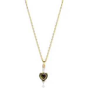 Peridot CZ Stone Heart Shape Design Charm Turkish Handmade Wholesale 925 Sterling Silver Necklace