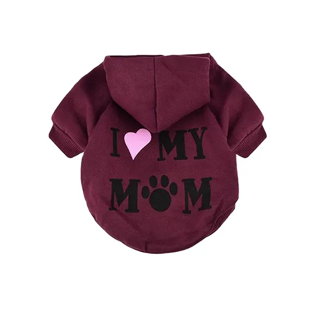पालतू कपड़े, पिल्ला हूडि स्वेटर कुत्ते कोट गर्म Sweatshirt प्यार मेरी माँ मुद्रित शर्ट