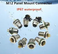 Conector M12 con Código A de 8 Pines, IP67, Macho, Montaje Frontal en Panel, Conectores de Cable M12