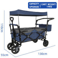 Chariot pliant robuste pour l'extérieur à 2 places avec auvent, chariot utilitaire pliable