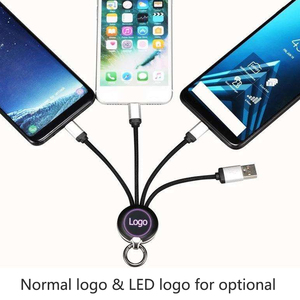 Cable de Carga 3 en 1 Personalizado, Corto de 15 cm, Tipo C, Micro USB, Revestimiento de TPE, Cobre Puro, Logotipo LED, Regalo Promocional, Venta al Por Mayor - Product Image 3
