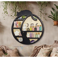 Étagère murale flottante en bois pour cristaux de lune, étagère en forme de croissant de lune, organisateur essentiel pour pierres, rangement pour roches