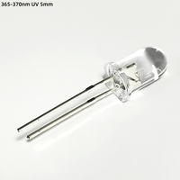 Diode LED UV F5 0,5W, couleur UV 365nm-370nm, T1 3/4, lentille transparente, tête ronde, broches courtes 5mm, 3,4-3,6V 20mA