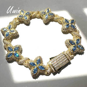 यूविन टैक्स फ्री क्वर ब्रांड सीज़ क्यूबन चेन ब्रेसलेट पेंड हिप हॉप वास्तविक सोने की प्लेटेड इन्फिनिटी चेन महिला गहने - Product Image 4