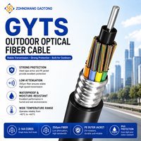 Cable de Fibra Óptica GYTS para Exteriores, Monomodo G652D, 12/24 Hilos, Tubo Suelto, Blindado con Cinta de Acero, Comunicación PE
