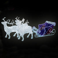 Traîneau acrylique du renne 3D avec les lumières menées pour la décoration de Noël de faveur de mariage