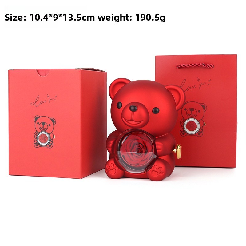 Red Eternal Flower Gift Box + Color Box + Handbag