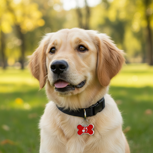 Medaglietta per animali domestici a forma di osso rosso piccolo con impronta di zampa per cani - Product Image 3