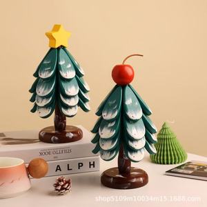 Tapis isolant thermique de Noël haut de gamme, dessous de plat créatif en bois massif anti-brûlure en forme d'arbre, dessous de verre et de bol pliables - Product Image 2