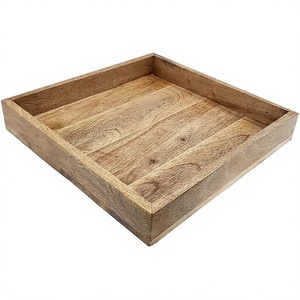 Square <b>Wooden</b> <b>Serving</b> <b>Tray</b> Unfinished Natural Wood Handmade <b>Tray</b> for Food Contact Made in VietNam - Product Image 1