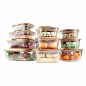 Conteneur alimentaire en verre borosilicate micro-ondable en gros, boîte à lunch avec couvercle en bambou - Product Image 2