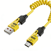 Cable de Carga Rápida Multifuncional 4 en 1 de Alta Calidad, 1 Metro, 60W, USB-A/USB-C a USB-C/8 Pines, para Viajes