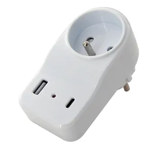 French multi adapter 16A With children protection 2 USB(1A+1C) and LED indicator support PD/QC 3.0 fast charge Max.20W