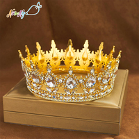 En stock, vente en gros, décoration de gâteau d'anniversaire, couronne de reine en alliage de luxe pour femmes, grand modèle avec strass
