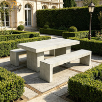 Ensemble de table et chaises de jardin en fibre-ciment pour patio de villa moderne, mobilier d'extérieur