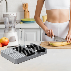 20 Knife Slots Eco-friendly Durable <b>Plastic</b> <b>Kitchen</b> Storage Organizer Wooden Knife Block Drawer - Product Image 6