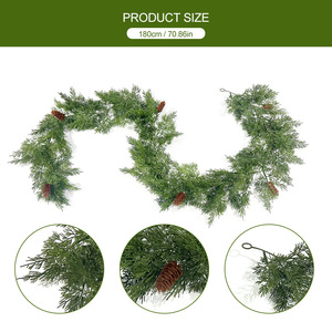 Christmas Garlands With Pine Cones 1.8m Plastic <b>Wall</b> Mount Eco-Friendly Decor For Home Storefront <b>Cabinet</b> <b>Display</b> - Product Image 4