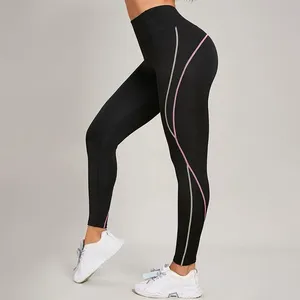 Leggings de yoga pour femmes à taille haute personnalisés, effet push-up, séchage rapide, en nylon et élasthanne, patchwork, pour la gym, la course et le fitness - Product Image 3