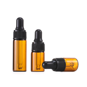 Mẫu Mỹ Phẩm Bao Bì Mini Hổ Phách Thủy Tinh Tinh Dầu Dropper Chai 1Ml 2Ml 3Ml 5Ml Với Màu Đen Nhựa Nắp Nhỏ Giọt PP Cổ Áo - Product Image 2