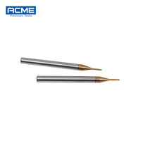 Fraise à micro-embout en carbure de tungstène HRC60, diamètre mini 1,0 mm, pour métal, 2 dents, rayon d'angle, L1=6