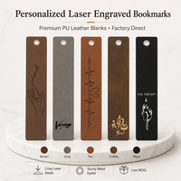 Marque-page gravé au laser personnalisé en cuir PU long – Cadeau promotionnel