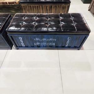 Panca in pelle Vintage europea panca per scarpe multifunzione pouf sgabello contenitore contenitore creativo sgabello negozio di abbigliamento - Product Image 4