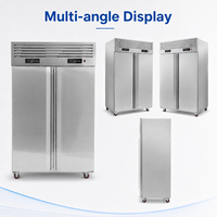 Congélateur vertical commercial de 1000 L, 2 portes, en acier inoxydable, refroidissement par ventilateur, réfrigérateur pour restaurant, cuisine