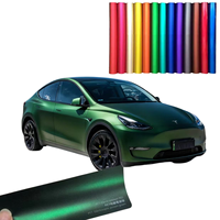 Harga Pabrik Grosir Film Bungkus Mobil PET Ghost Chrome Venom Green High Glossy Anti Gores Vinyl Film Pengubah Warna Bodi Mobil