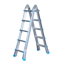 Échelle télescopique industrielle moderne en aluminium multi-positions certifiée EN131 pour usage domestique et construction, avec verrouillage manuel pliable
